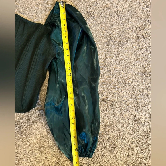 Oddy Womens Sheer Puff Sleeve Boned Ribbed Green Top Shirt Blouse NWT sz Large - Picture 14 of 16